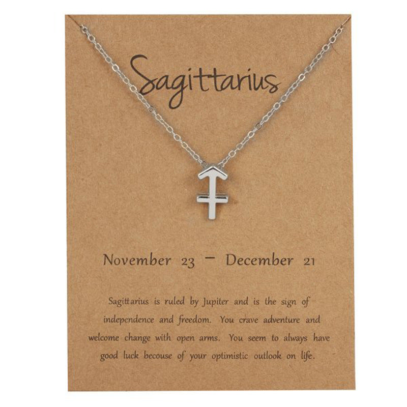 The 12 zodiac signs water diamond paper card necklace is a versatile collarbone chain