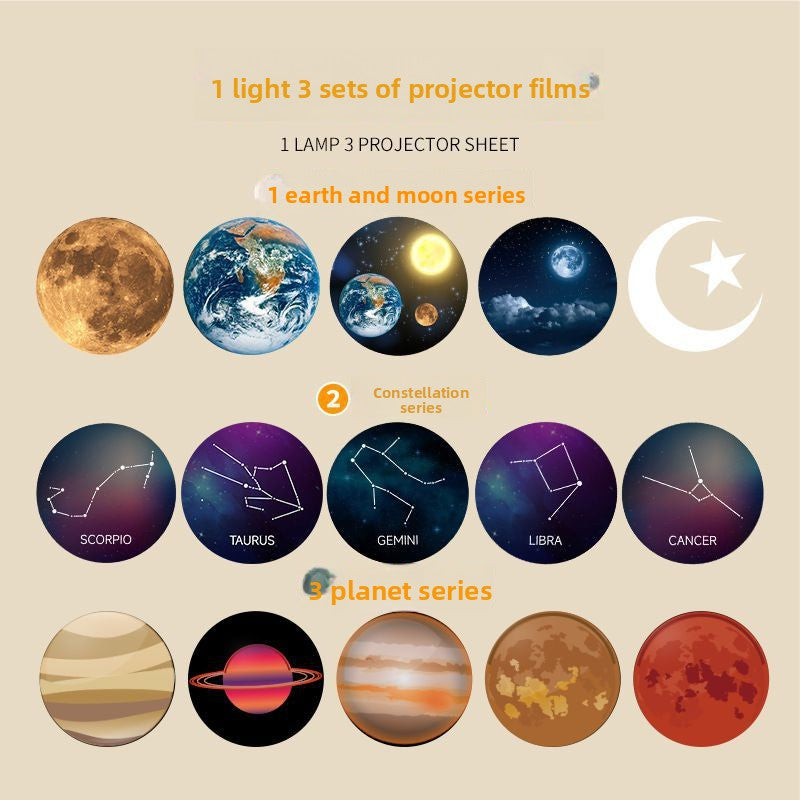 USB Star Projection Night Light with Celestial Slides