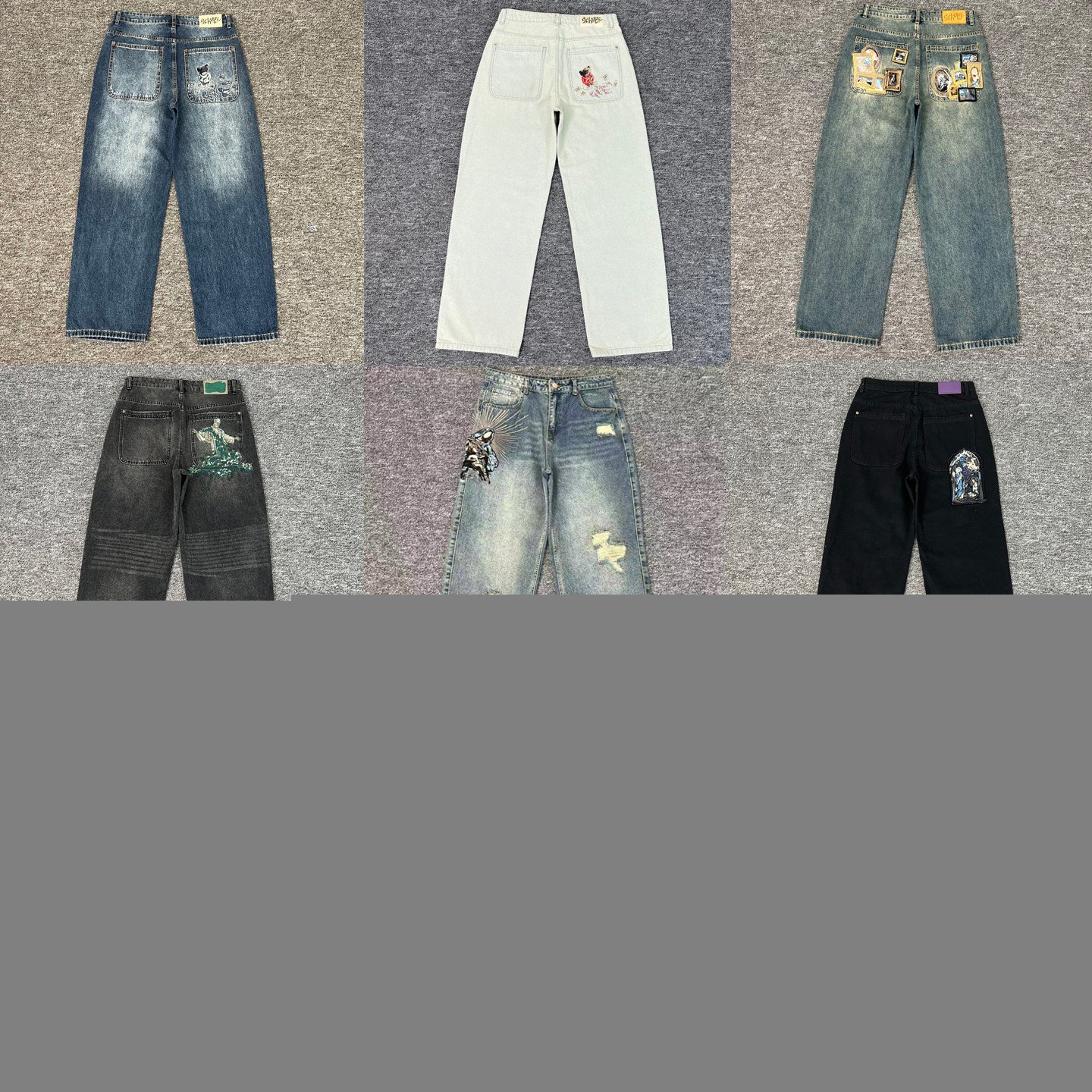 Designer Embroidered Denim Jeans Straight Leg Low Rise