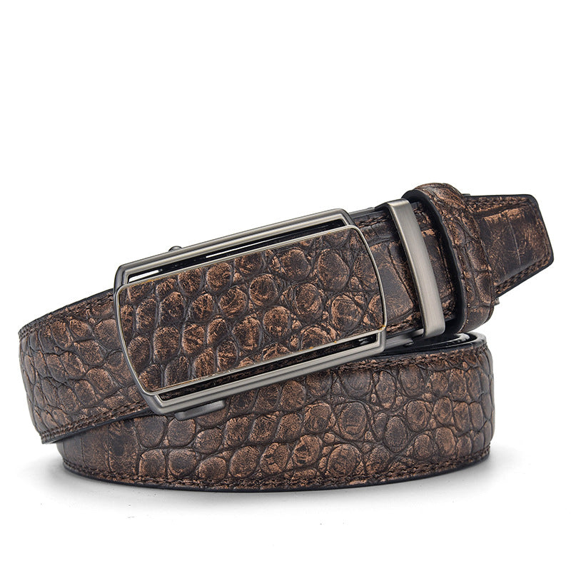 Mens Automatic Buckle Crocodile Pattern Belt