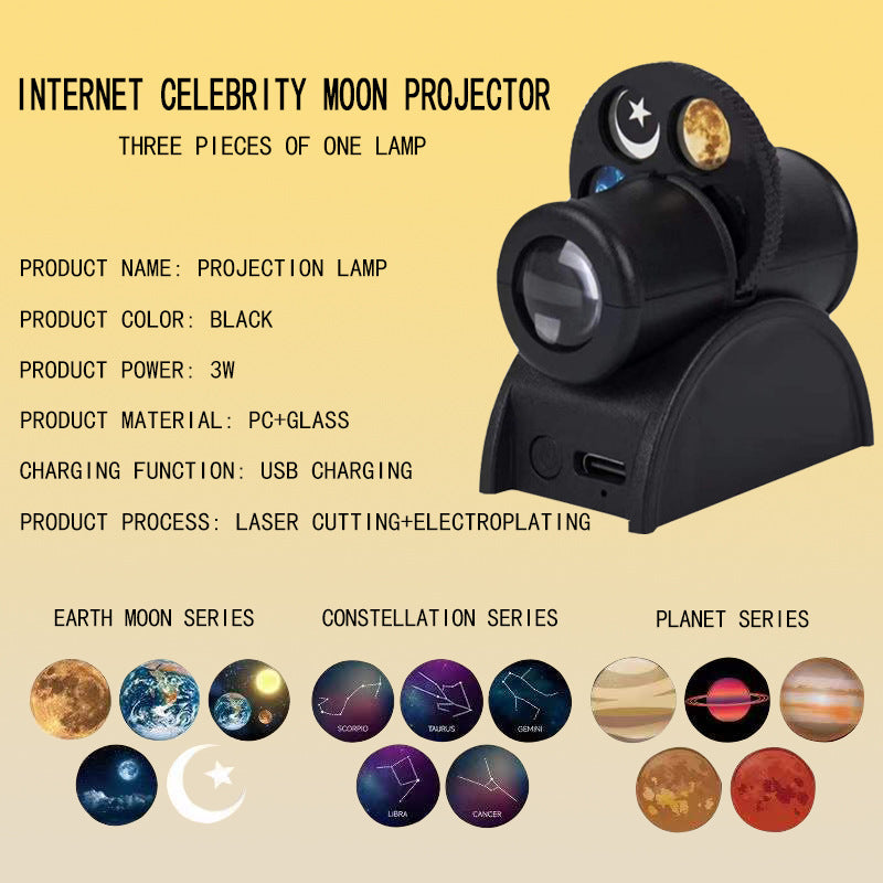 USB Star Projection Night Light with Celestial Slides