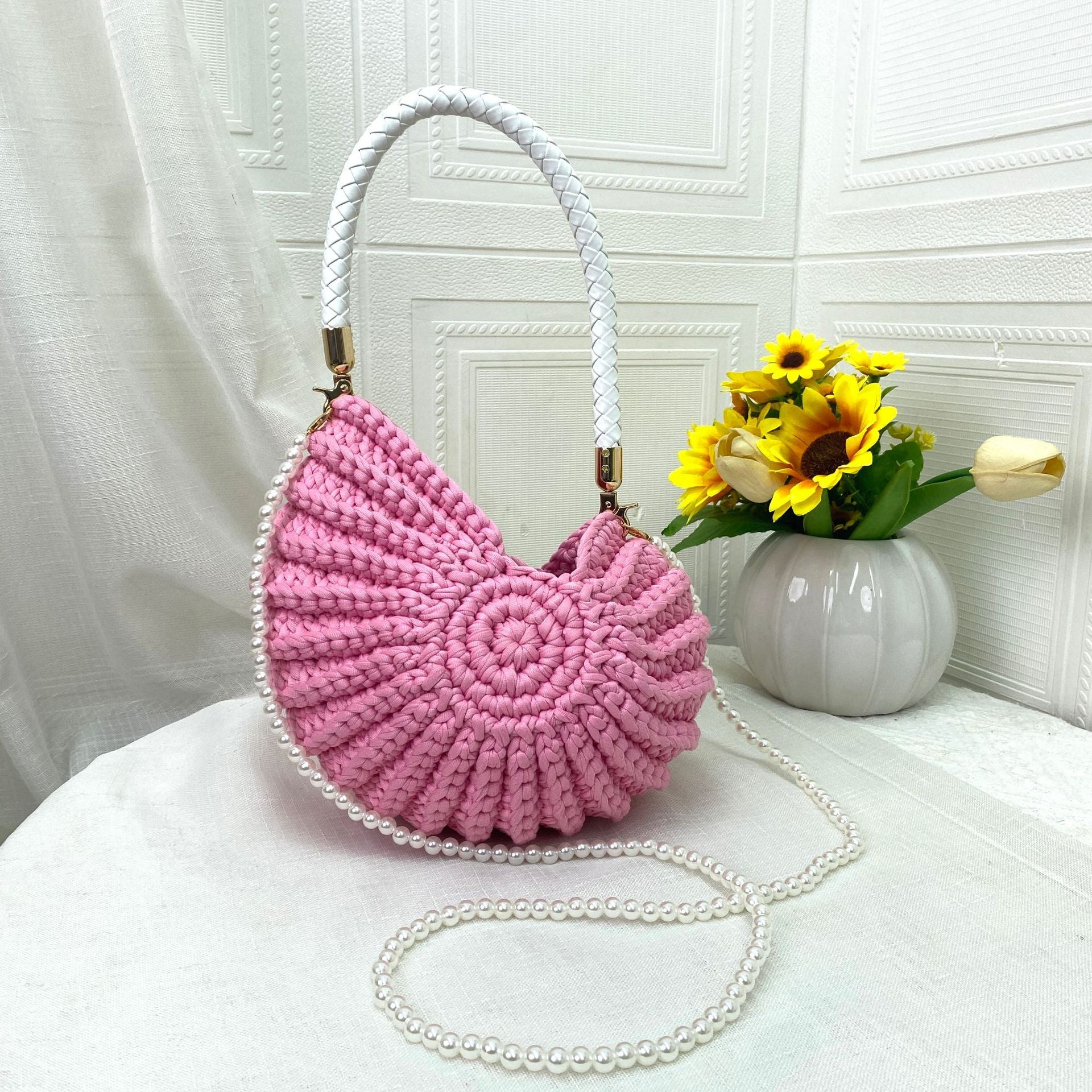 Handmade Crochet Shell Crossbody Bag