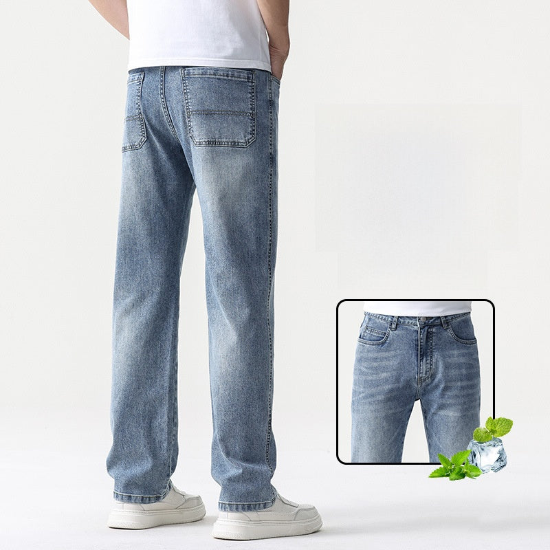 Stretch Wide Leg Denim Trousers