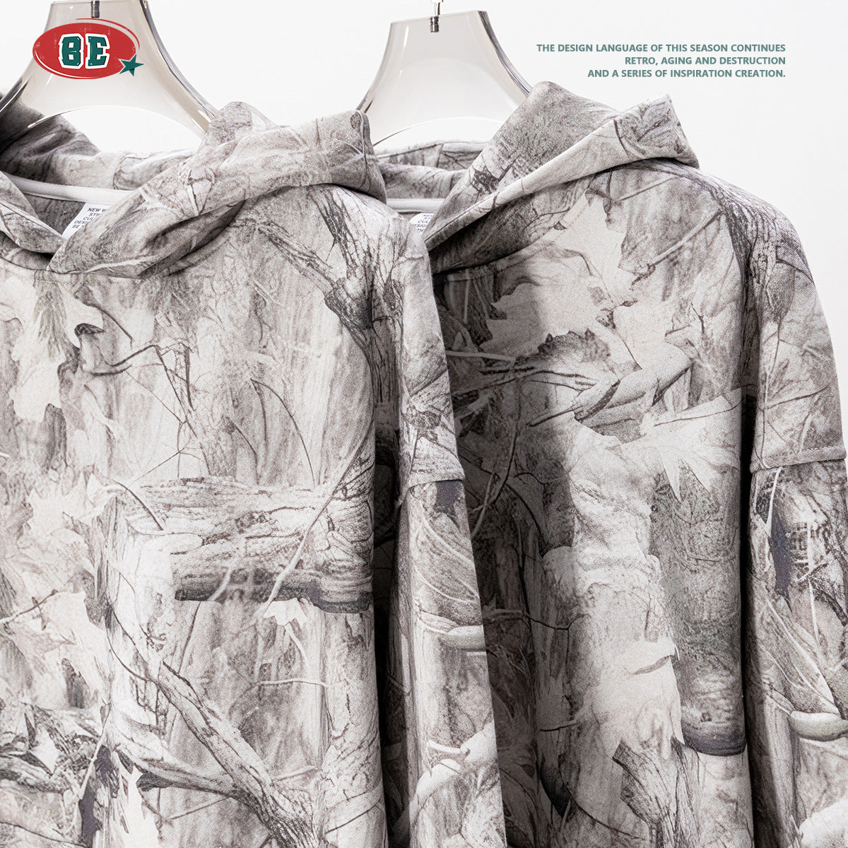 Desert branch camouflage hooded sweatshirt for trendy men