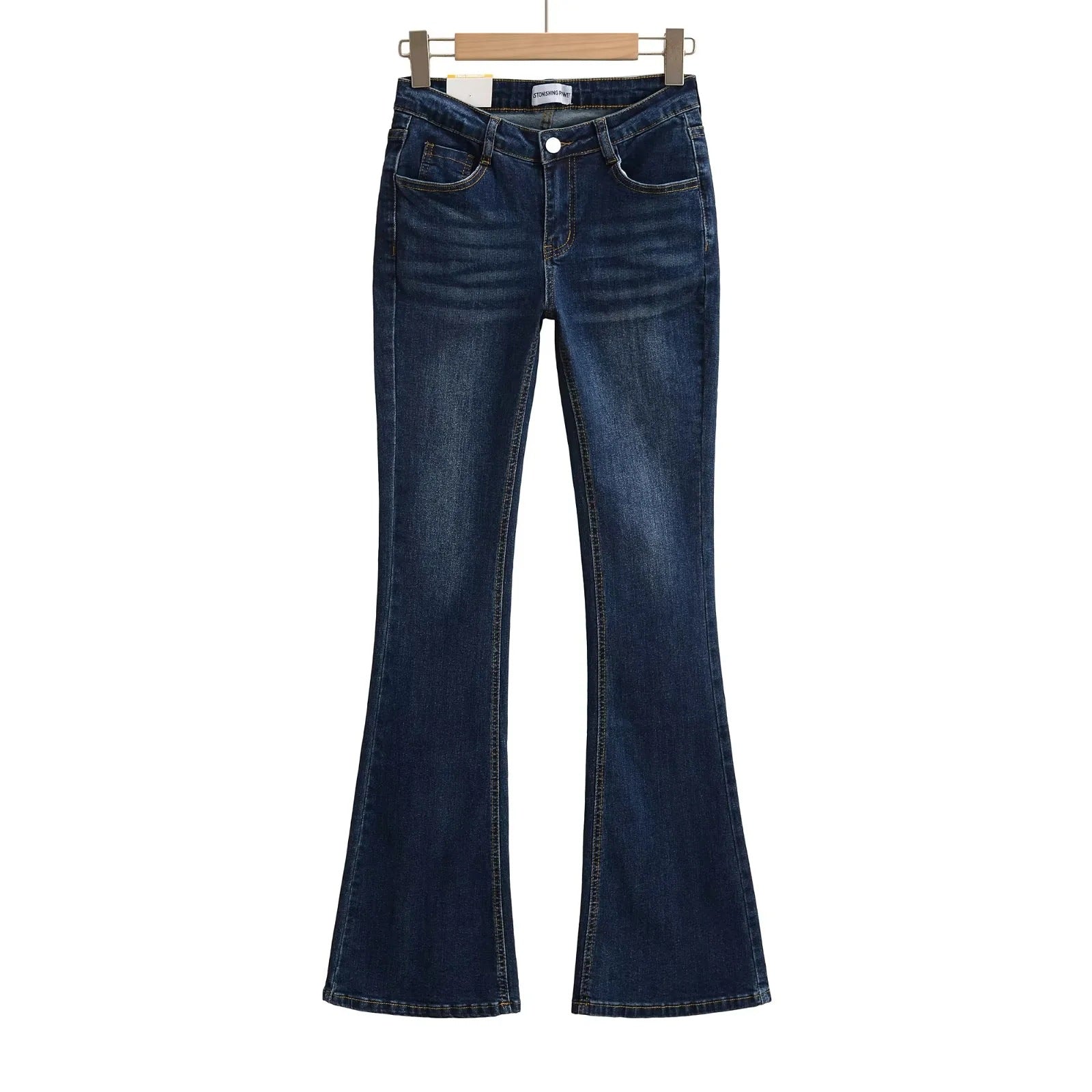 Womens Low Waist Flared Denim Pants