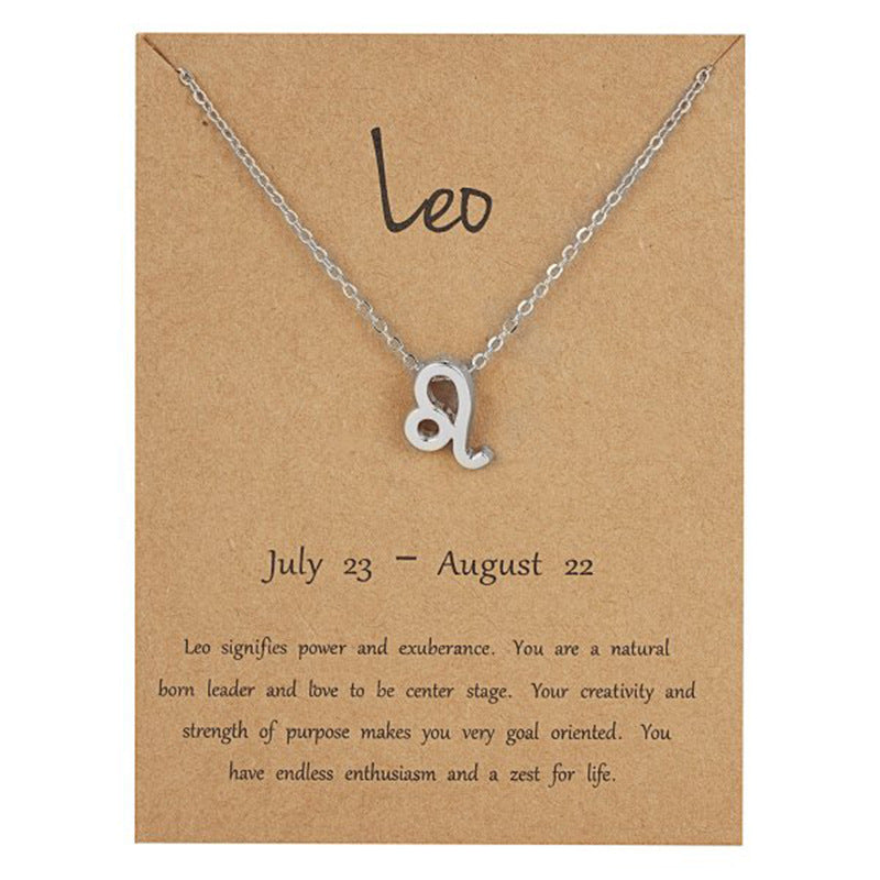 The 12 zodiac signs water diamond paper card necklace is a versatile collarbone chain