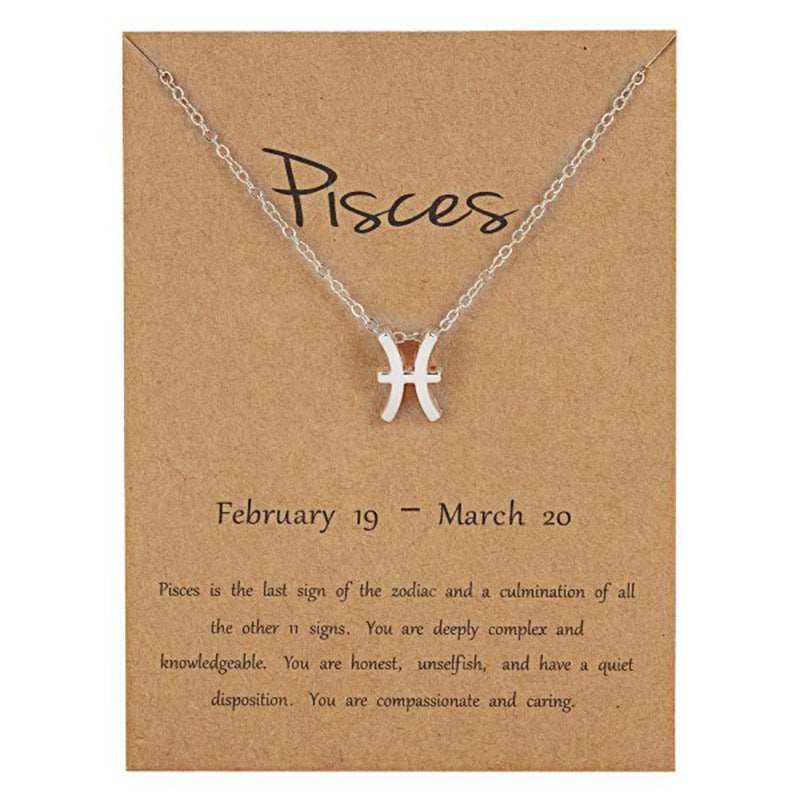The 12 zodiac signs water diamond paper card necklace is a versatile collarbone chain