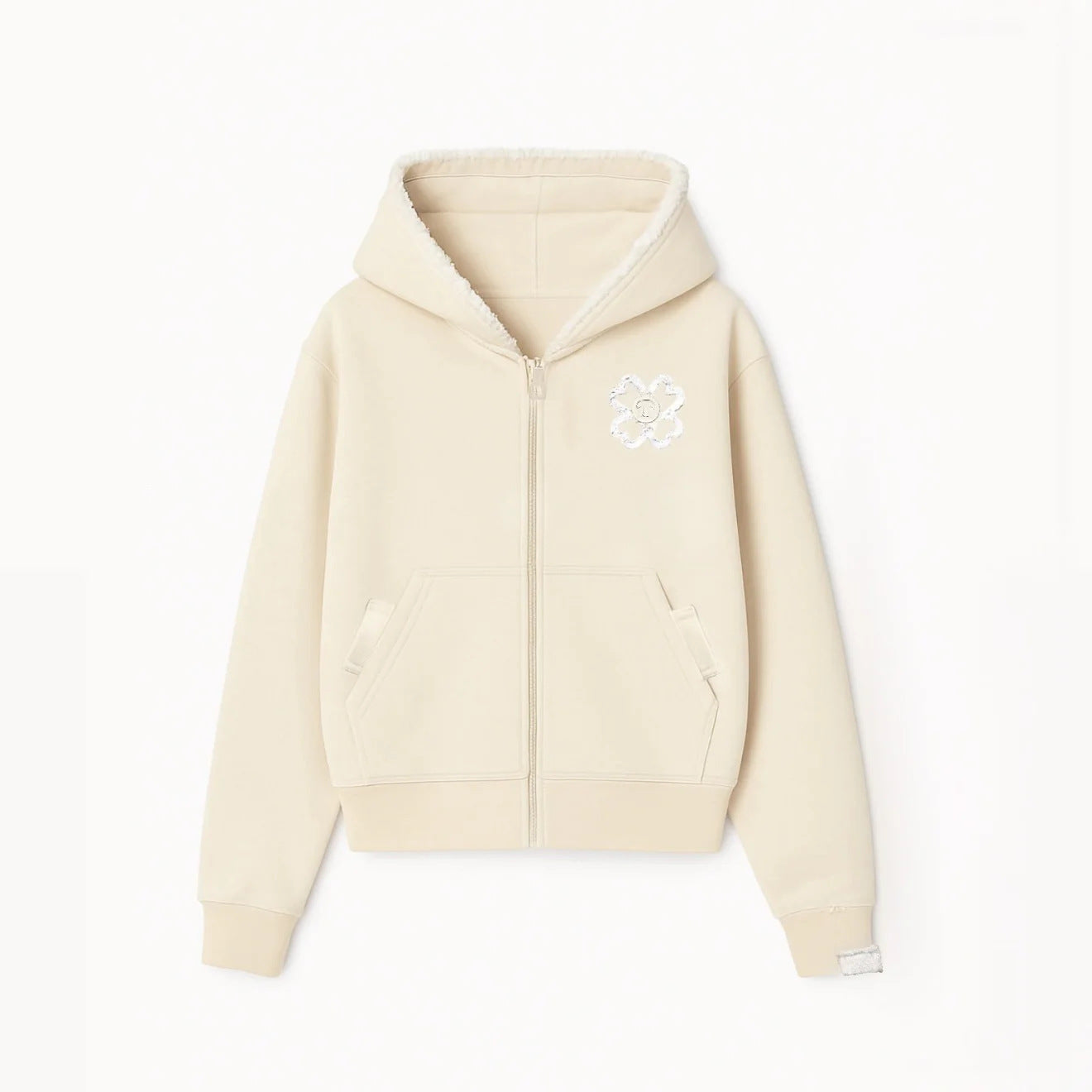 Geometric Print Hooded Zipper Sweatshirt