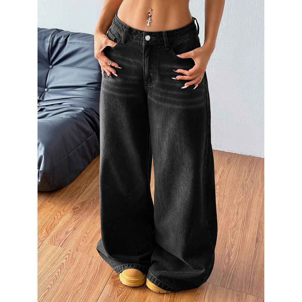 American Retro Simple Straight-Leg Jeans
