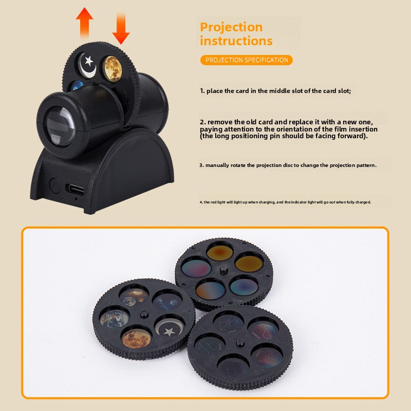 USB Star Projection Night Light with Celestial Slides