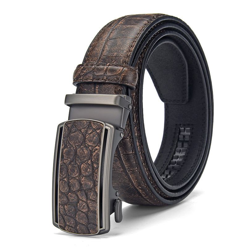 Mens Automatic Buckle Crocodile Pattern Belt