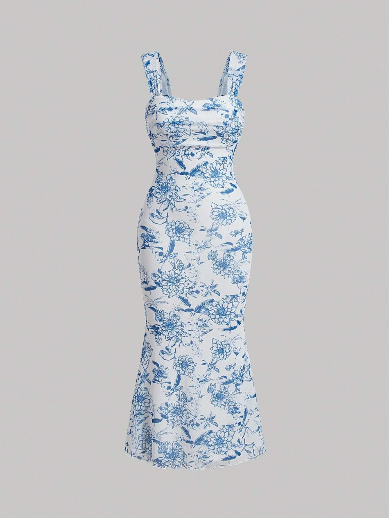 Blue and White Floral Dress