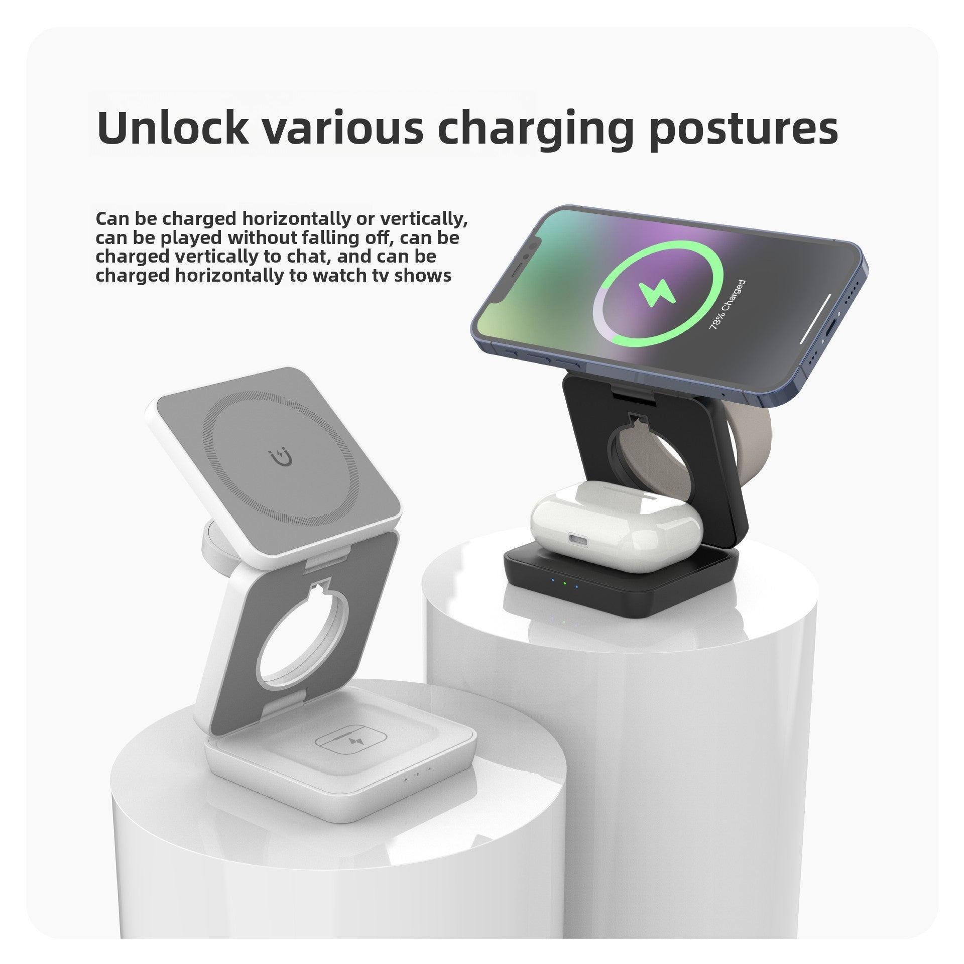 Multifunctional Foldable Magnetic Wireless Charger Phone Holder
