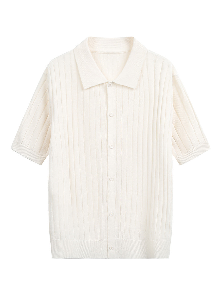 Casual Short Sleeve Flip Collar Men's Shirt