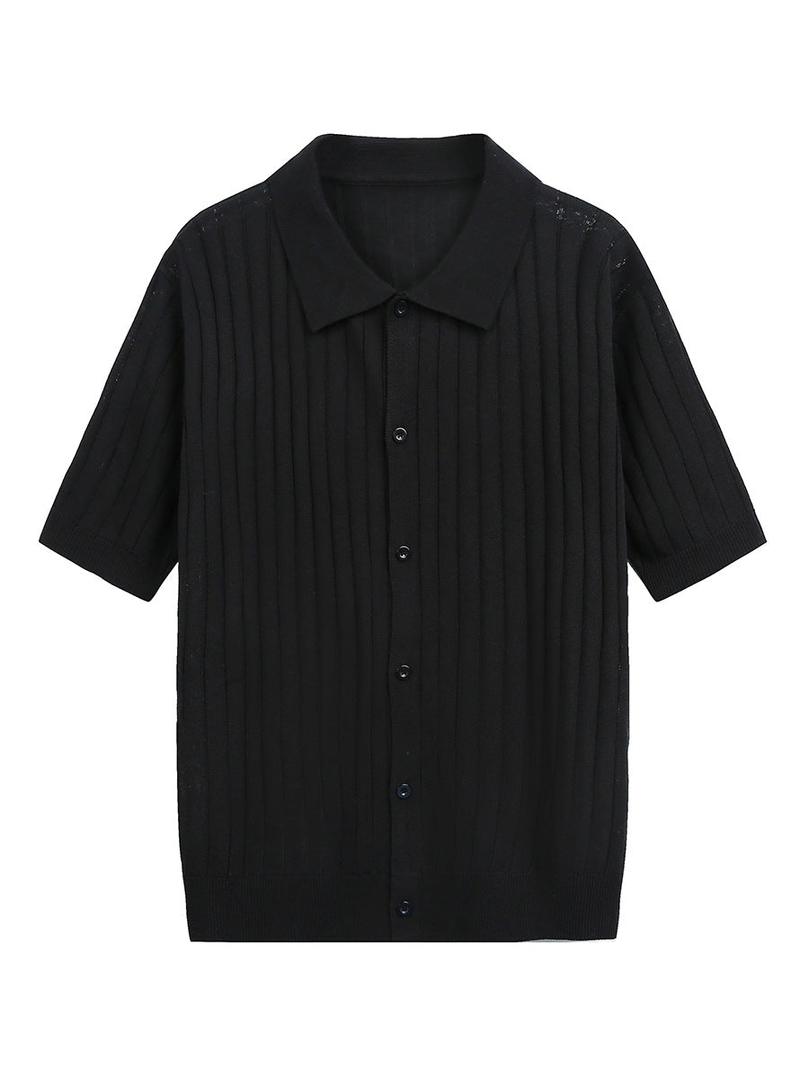 Casual Short Sleeve Flip Collar Men's Shirt