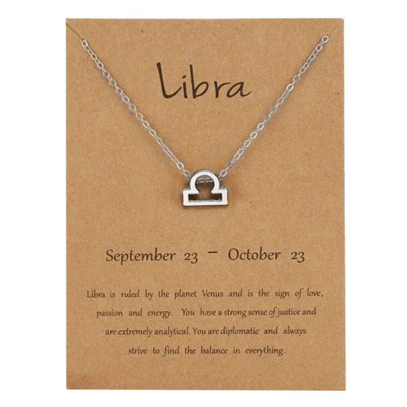 The 12 zodiac signs water diamond paper card necklace is a versatile collarbone chain