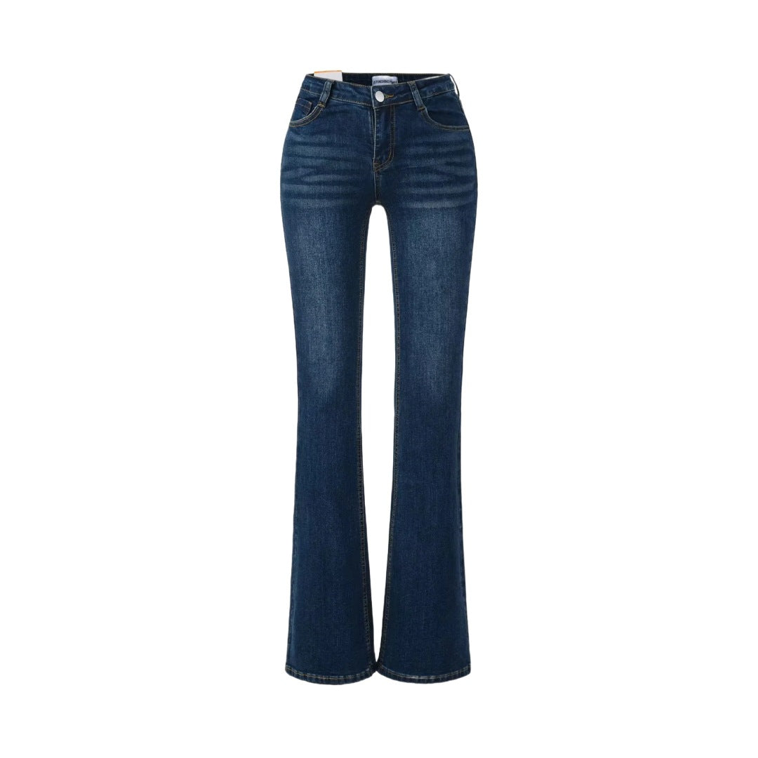Womens Low Waist Flared Denim Pants