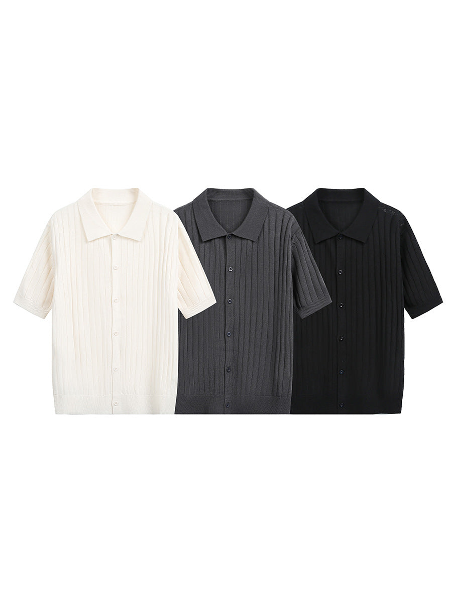 Casual Short Sleeve Flip Collar Men's Shirt