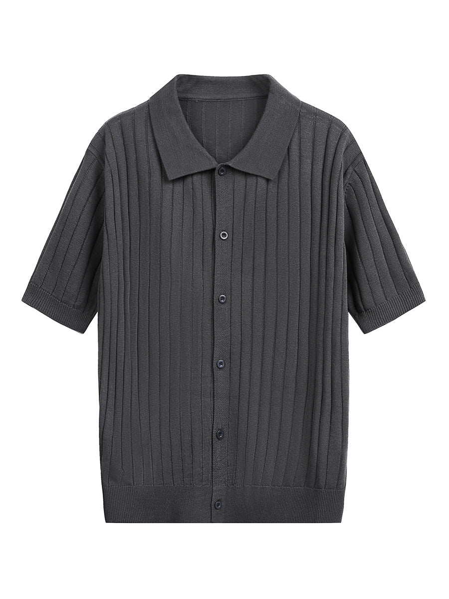 Casual Short Sleeve Flip Collar Men's Shirt