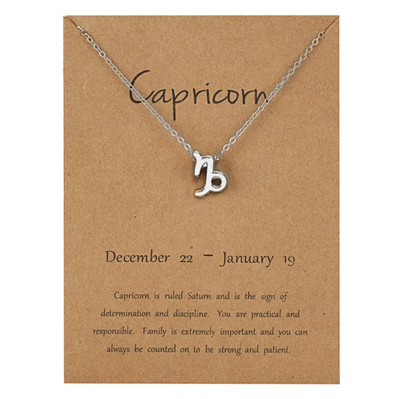 The 12 zodiac signs water diamond paper card necklace is a versatile collarbone chain