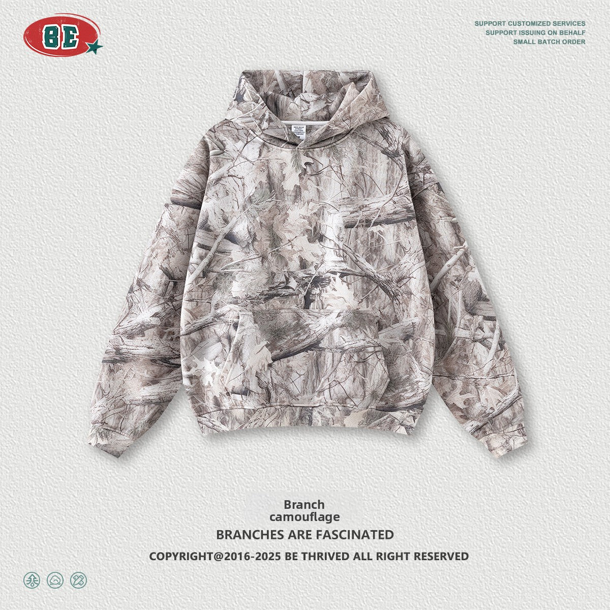 Desert branch camouflage hooded sweatshirt for trendy men