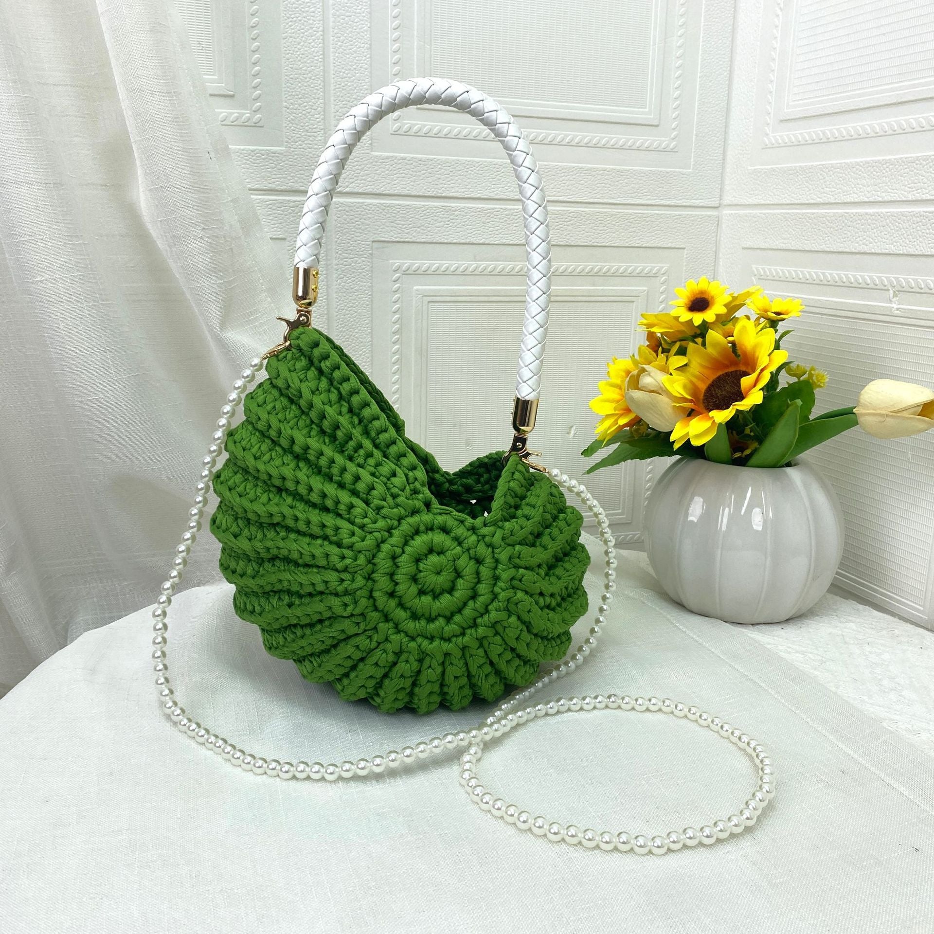 Handmade Crochet Shell Crossbody Bag