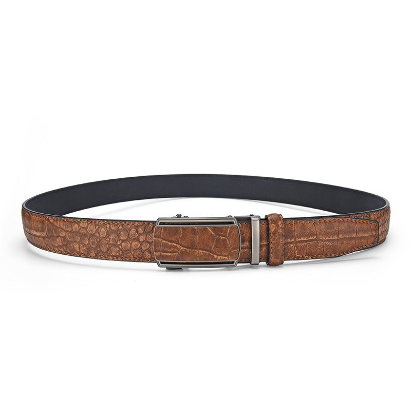 Mens Automatic Buckle Crocodile Pattern Belt