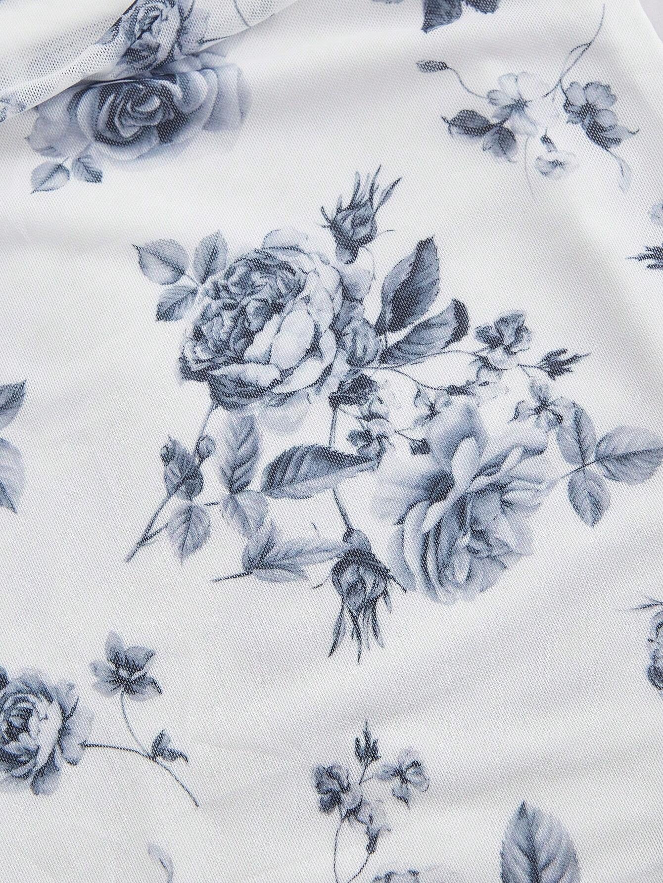 Blue and White Floral Dress