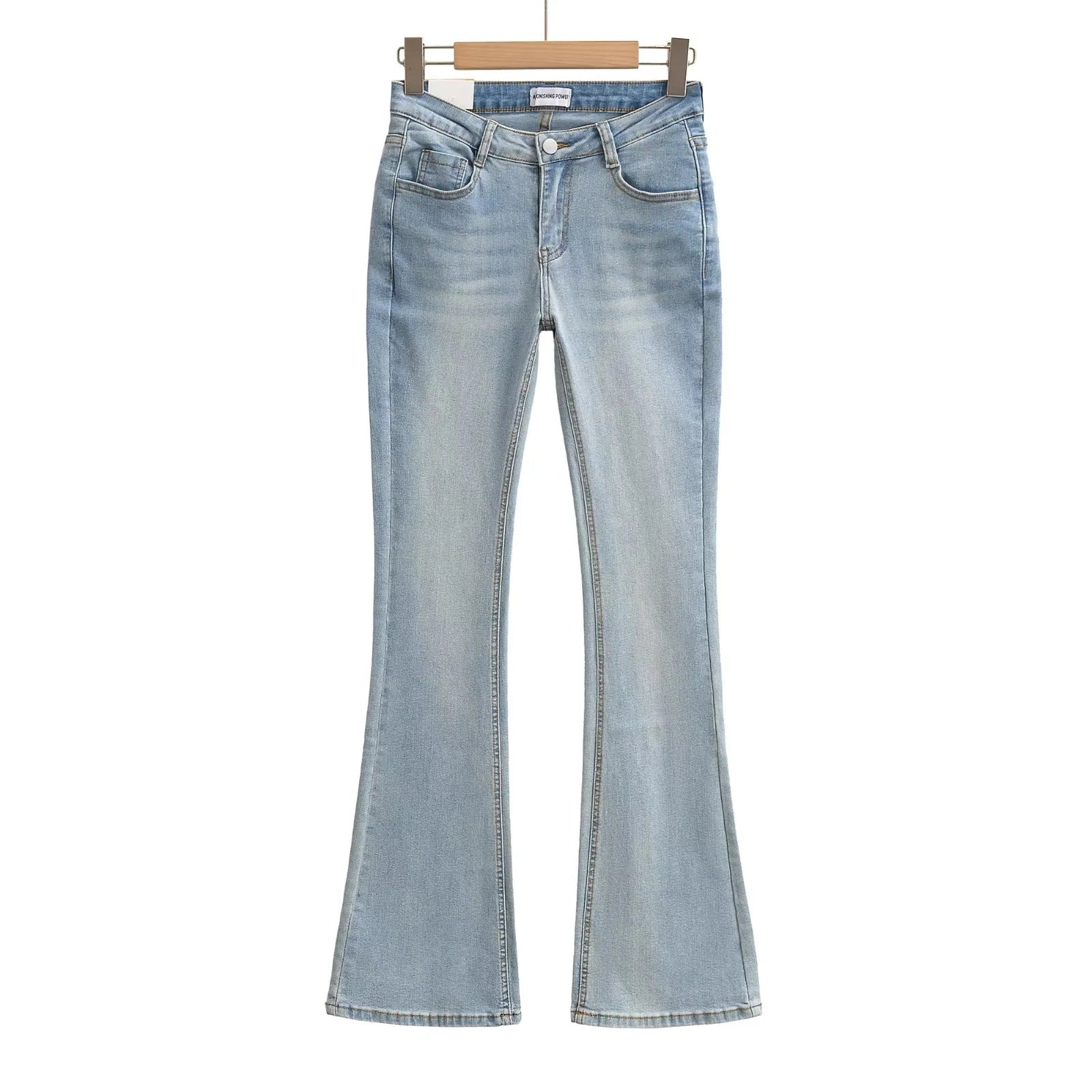 Womens Low Waist Flared Denim Pants