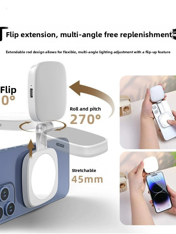 Magnetic Phone Fill Light with Makeup Mirror