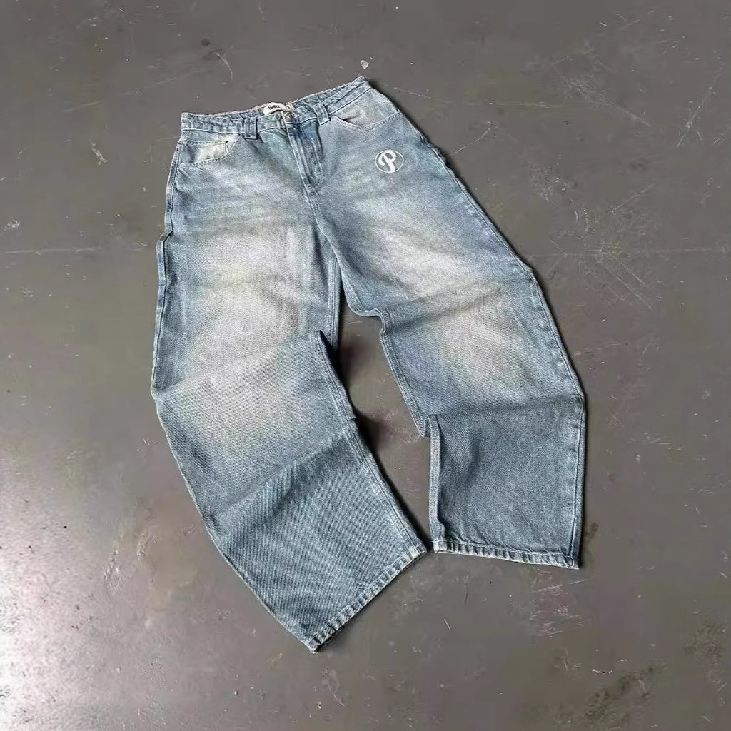 High Waist Wide Leg Cotton Jeans