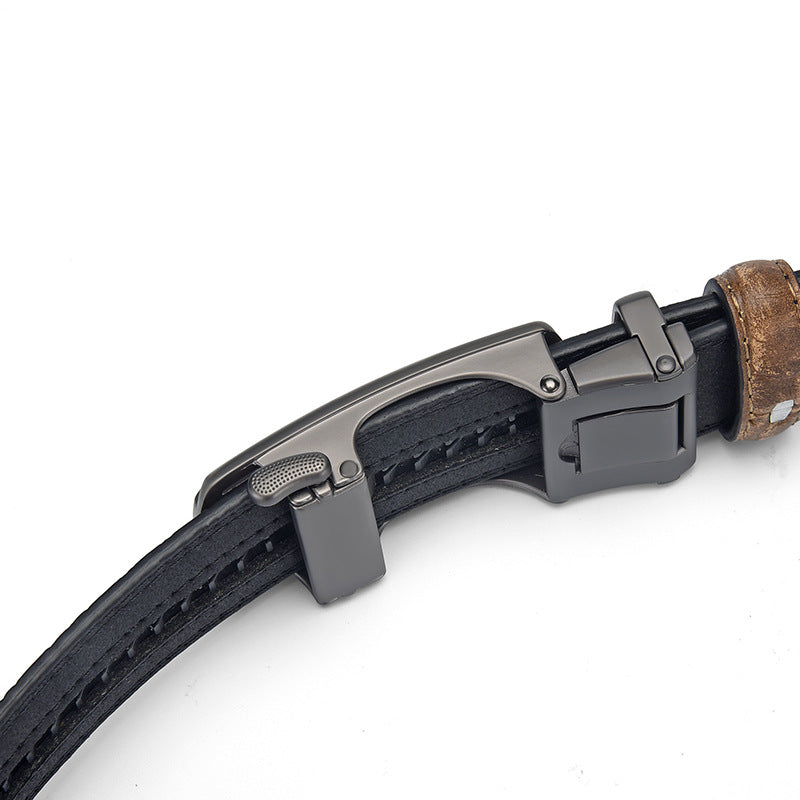 Mens Automatic Buckle Crocodile Pattern Belt