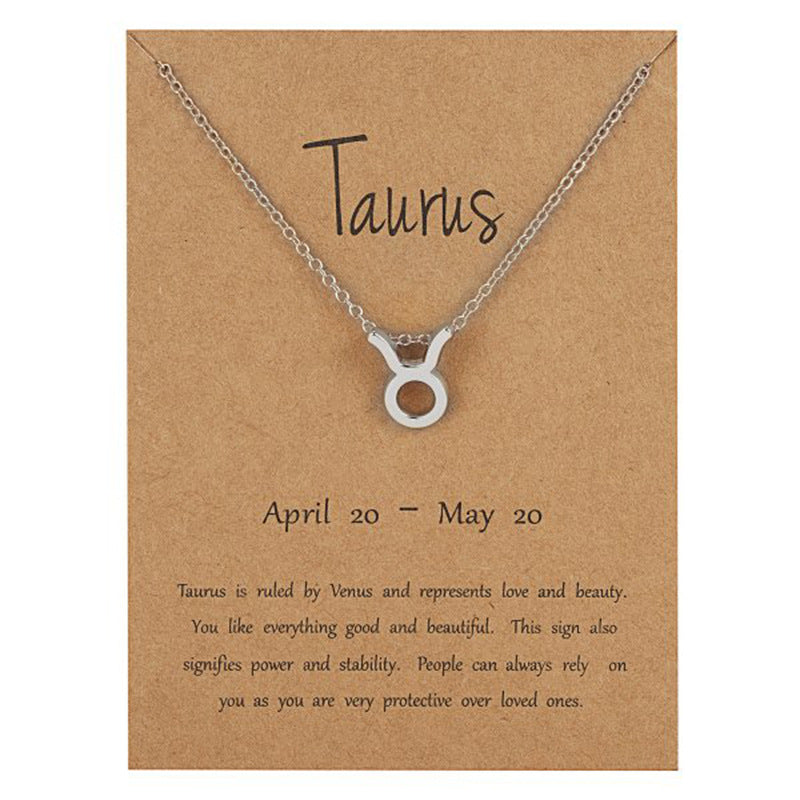 The 12 zodiac signs water diamond paper card necklace is a versatile collarbone chain